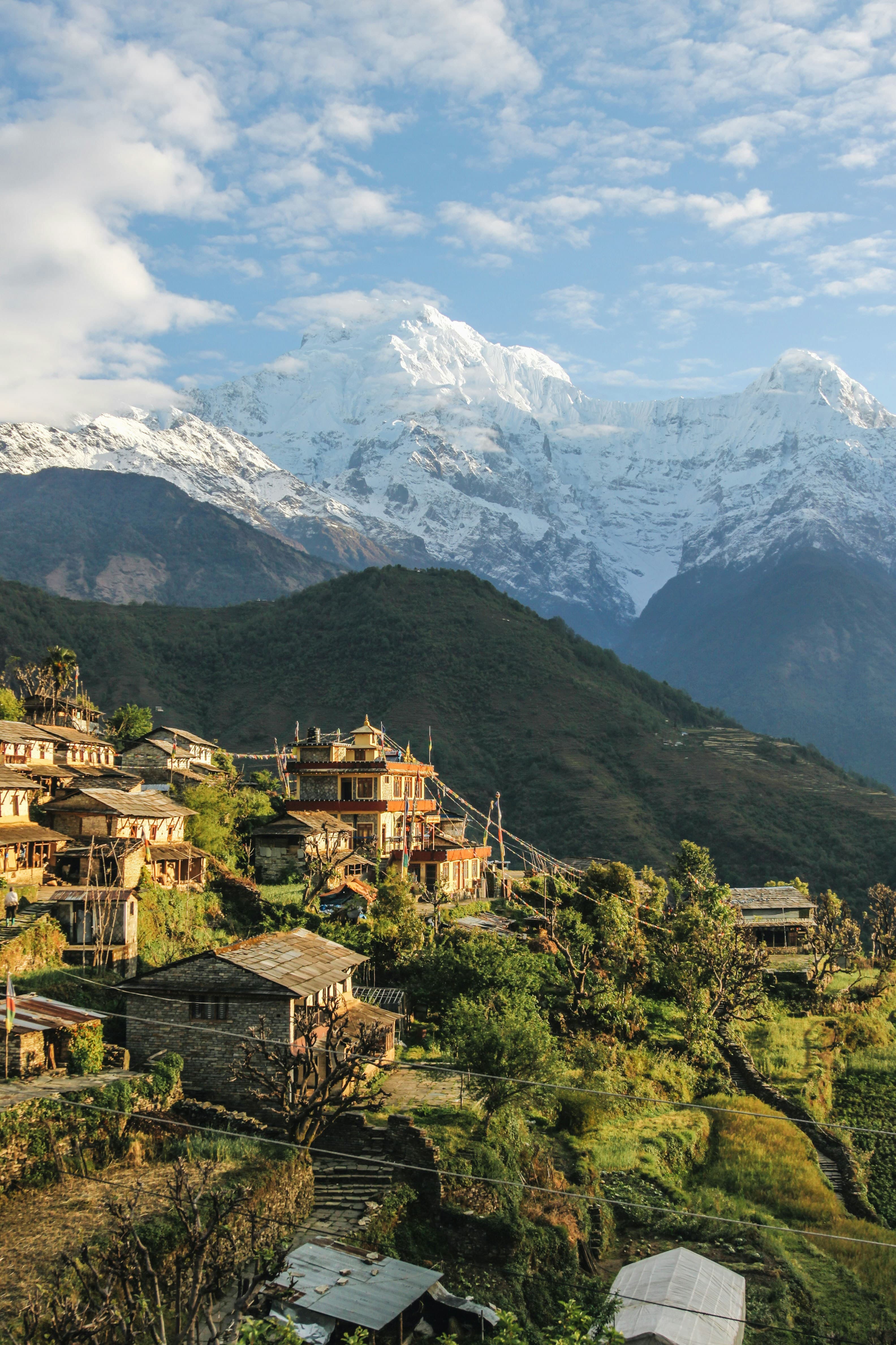 A monastery beneath the Himalayas